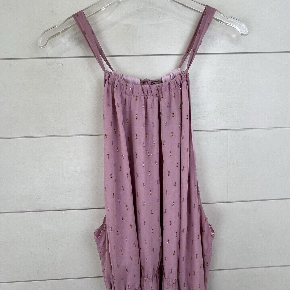 ModCloth Illuminated‎ Elegance Tie Waist Maxi Dress Women 3X Metallic Chiffon - Picture 3 of 12